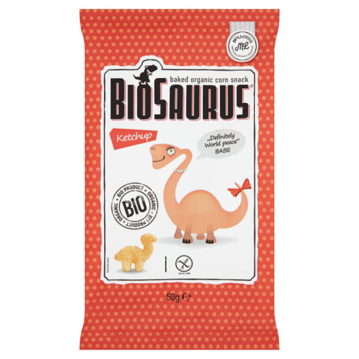 BIO SAURUS Chrupki kukurydziane o smaku ketchupowym bezglutenowe BIO