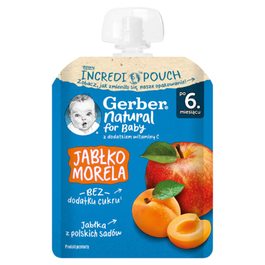 GERBER Deserek w tubce jabłko morela dla niemowląt po 6 miesiącu