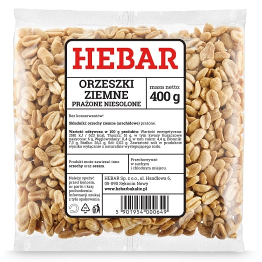 HEBAR Orzeszki ziemne prażone niesolone